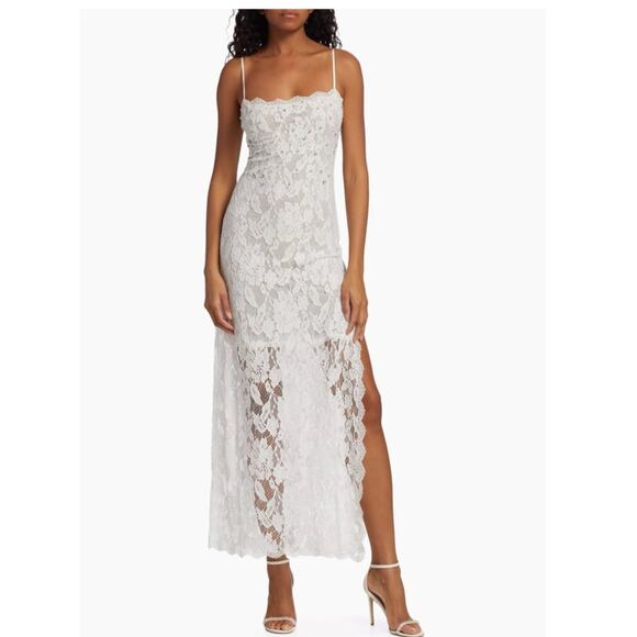 Hemant & Nandita Reet White Embellished Lace Resort Maxi Dress M - Picture 1 of 9